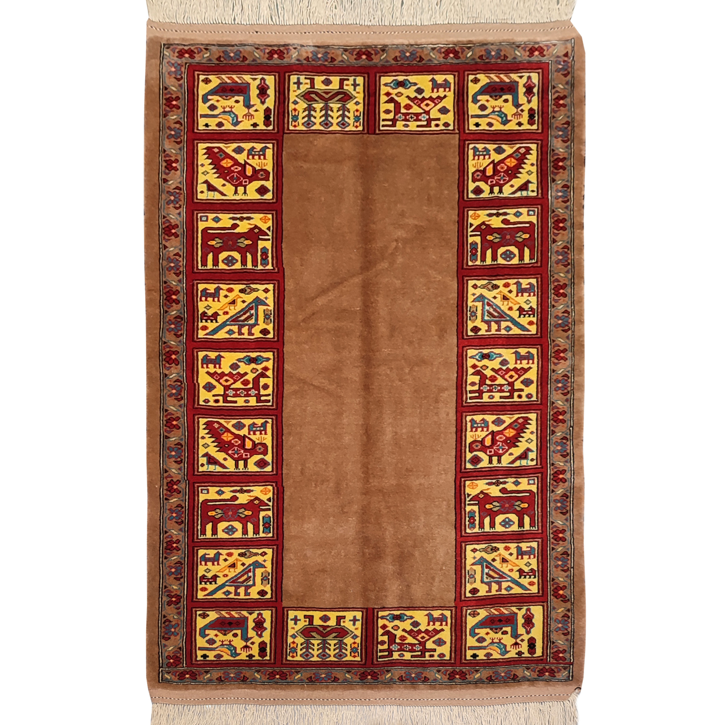 فرش دستبافت یک و نیم متری طرح کف ساده کد AA475