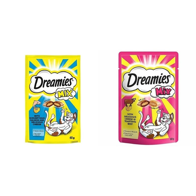 تشویقی گربه دریمیز مدل میکس ماهی و پنیر و گوشت و پنیر وزن 60 گرم دو عددی
