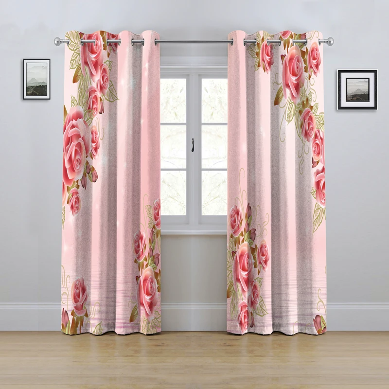 پرده مدل پانچی طرح گل سایز 280x145 سانتی متر