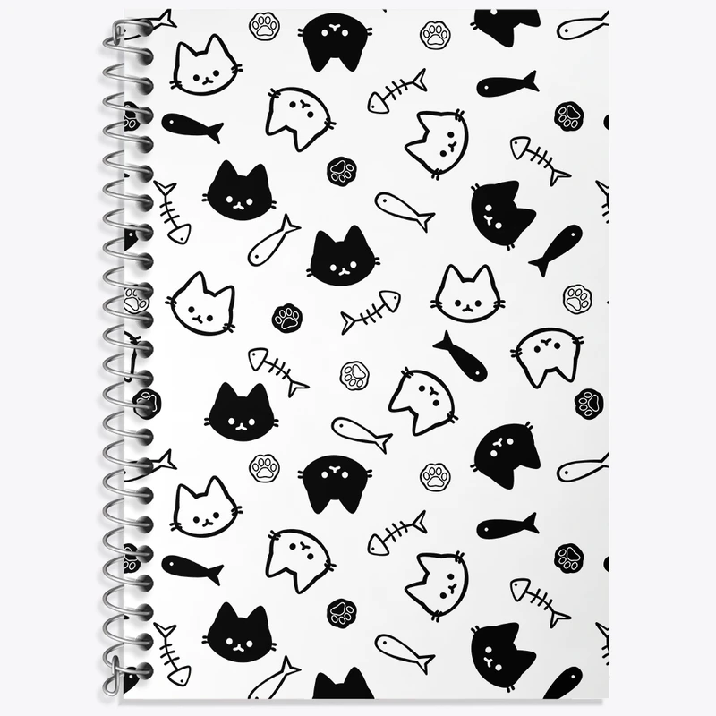 دفتر زبان 50 برگ خندالو مدل سه خط طرح گربه (Cat) کد N425