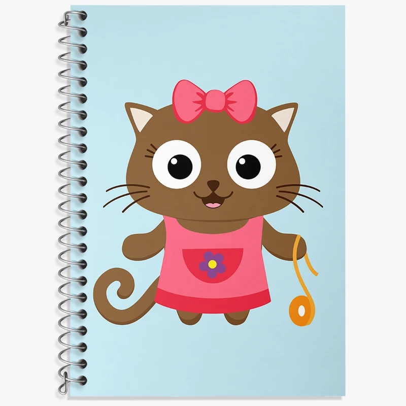 دفتر زبان 50 برگ خندالو مدل دو خط طرح گربه بامزه کد N771