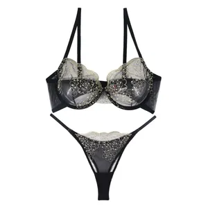 ست سوتین و شورت زنانه پدلی مدل فنردار توری کد P220