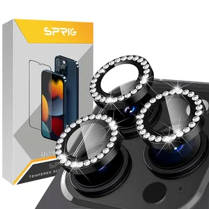 Sprig Ring metal Diamond Camera Lens Protector For Apple Iphone 13 Pro / 13 Pro max