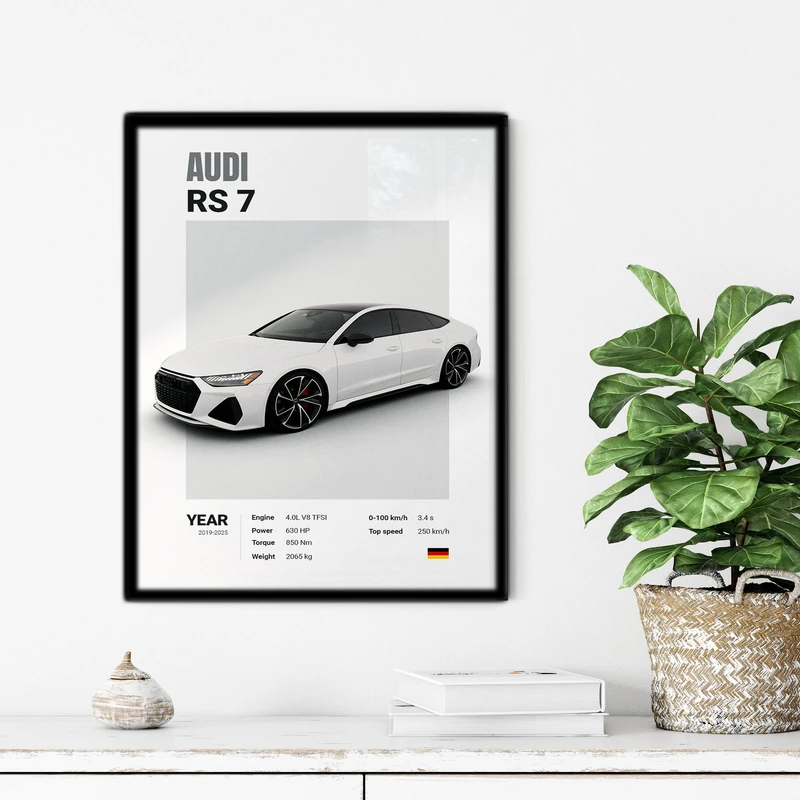 تابلو آتریسا طرح ماشین AUDI مدل ATC16 فریم مشکی