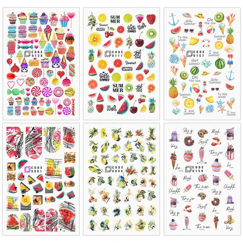 برچسب لنز ناخن مدل میوه فانتزی مجموعه 6 عددی 