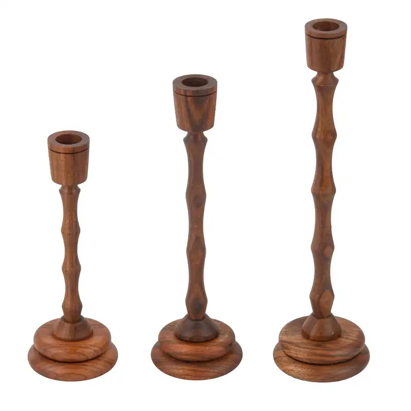 جاشمعی چوبی مدل ارکیده کد 101 مجموعه 3 عددی