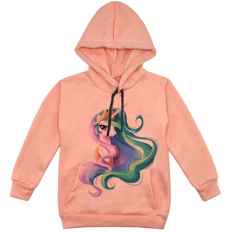 هودی دخترانه مدل تکشاخ F48 رنگ گلبهی