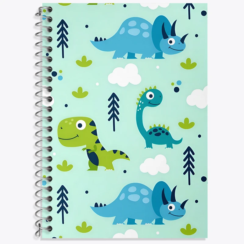 دفتر زبان 50 برگ خندالو مدل دو خط طرح پترن دایناسور کد N4653