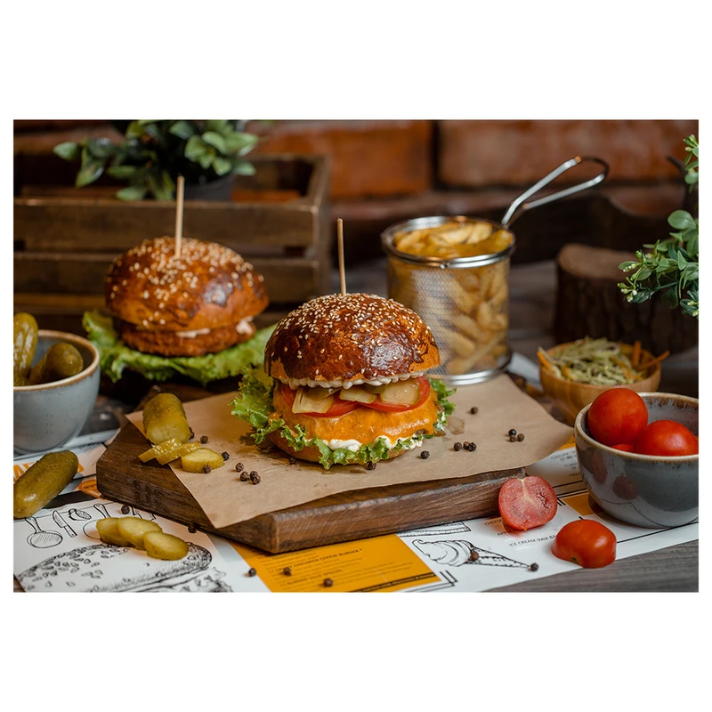 فرش پارچه‌ای مدل فرشینه طرح فست فود و چیز برگر کد AR3059764