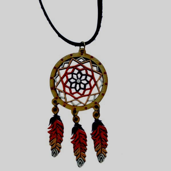 گردنبند زنانه مدل سرخپوستی چوبی طرح دریم کچر کد NC115