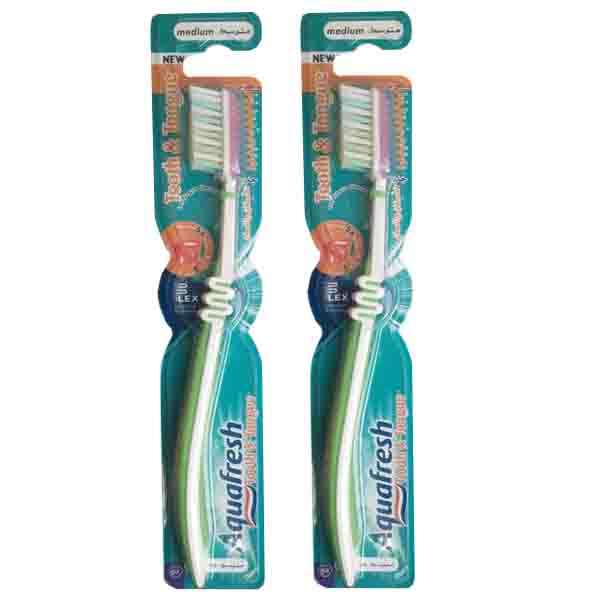 مسواک آکوا فرش مدل tooth&tongue با برس متوسط مجموعه 2 عددی