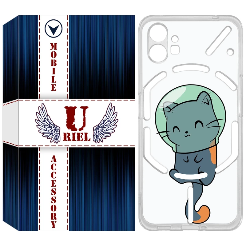 کاور یوریل مدل Clear کد 61 طرح گربه مناسب برای گوشی موبایل ناتینگ فون Nothing Phone 1