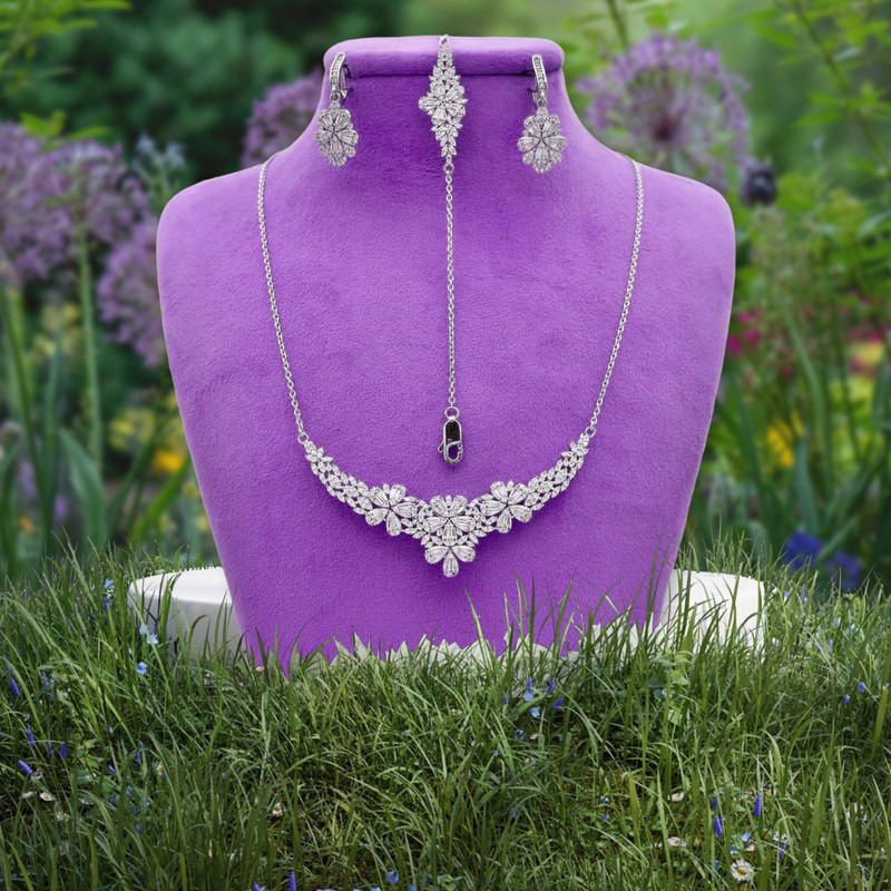 نیم ست نقره زنانه مدل فلاور شهر NSH097