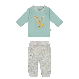 ست تی شرت و شلوار نوزادی نیلی مدل  deer s 2022