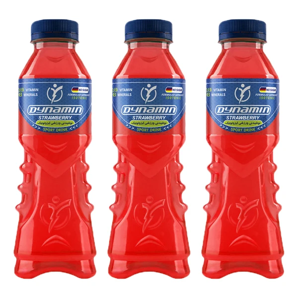 نوشابه ویتامینه ورزشی ایزوتونیک با طعم توت فرنگی داینامین - 500 میلی لیتر بسته 3 عددی