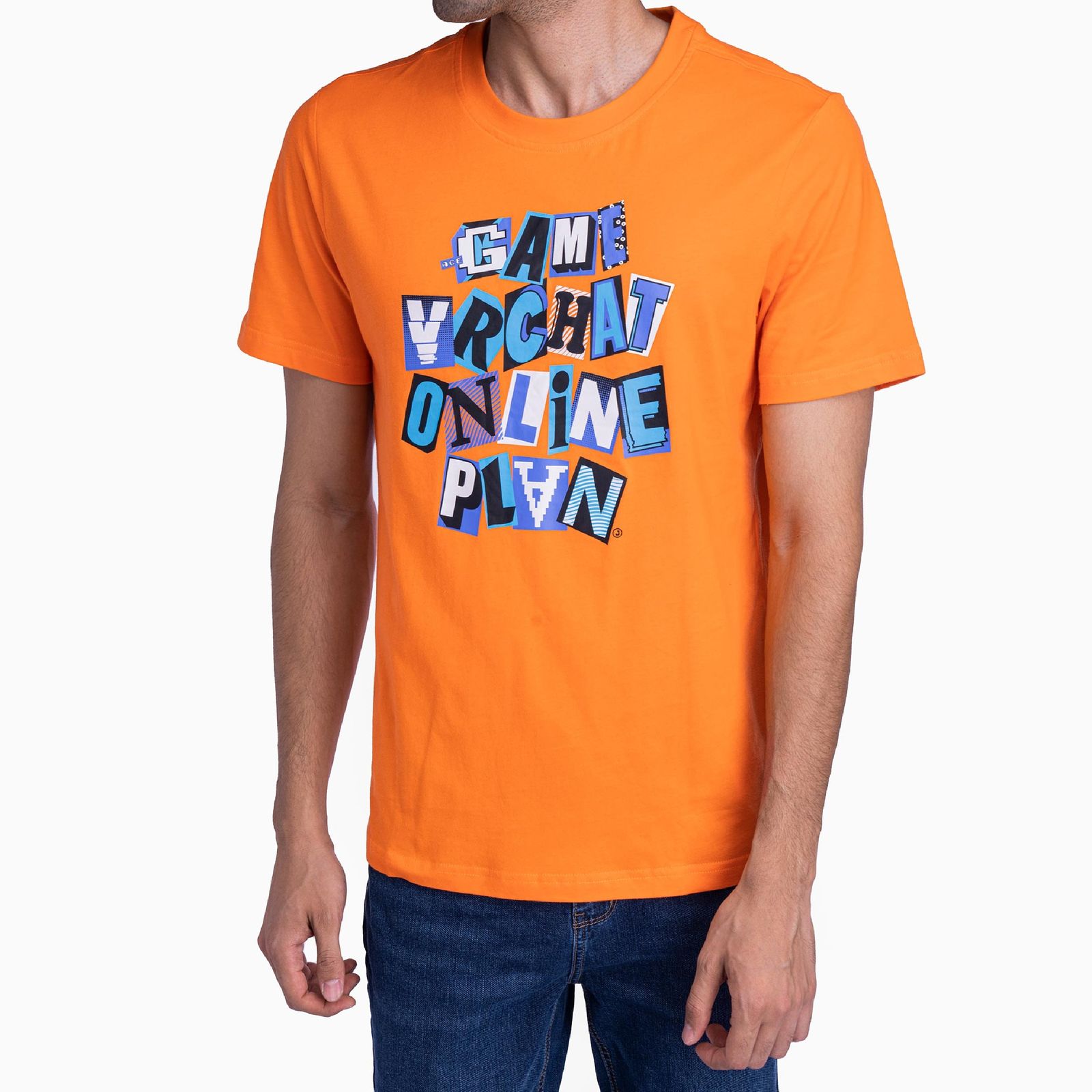 تی شرت آستین کوتاه مردانه جین وست مدل یقه گرد کد 1551317 رنگ نارنجی -  - 1