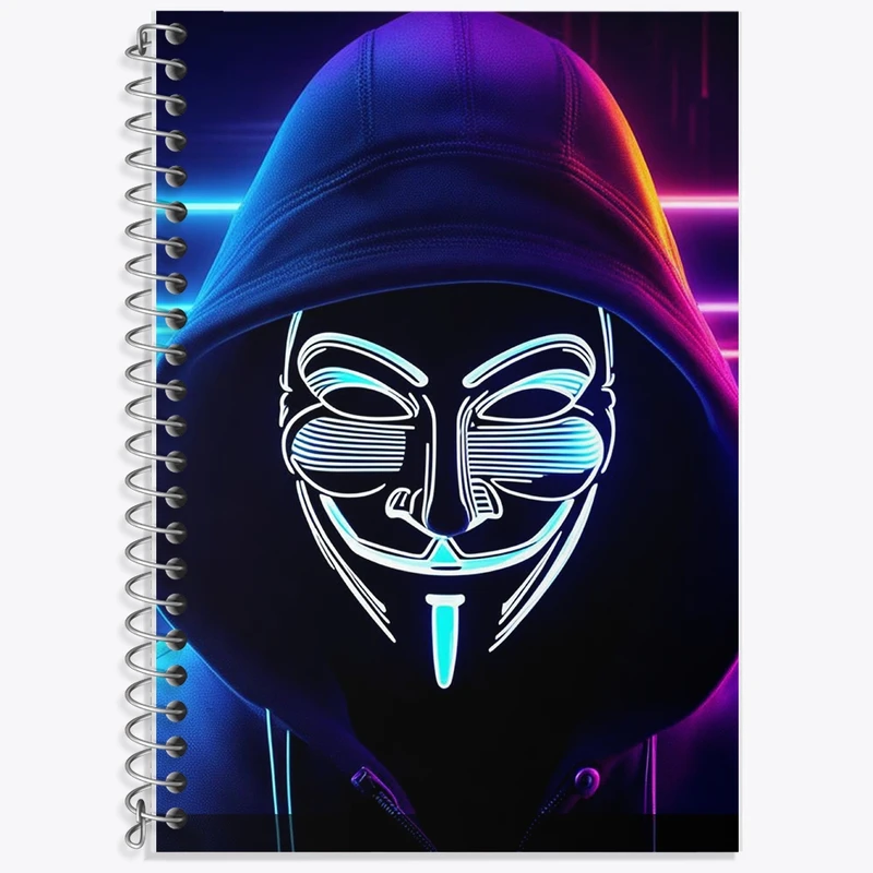 دفتر زبان 50 برگ خندالو مدل دو خط طرح هکر (Hacker) کد F1665