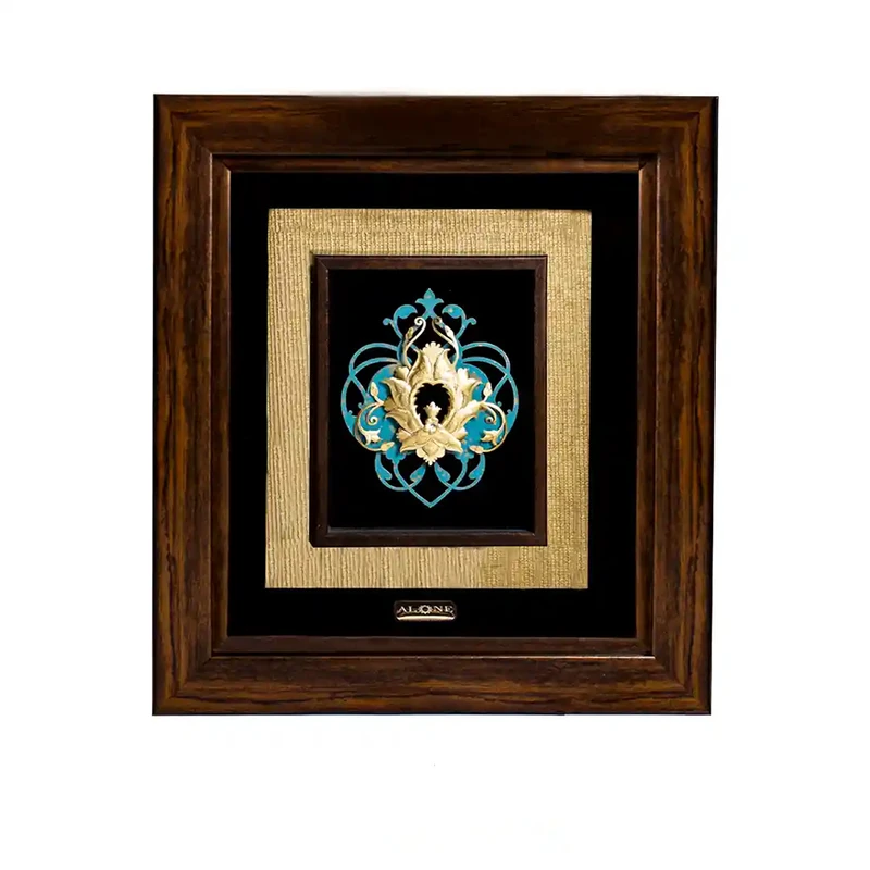 تابلو ورق طلا الون مدل گل داماس