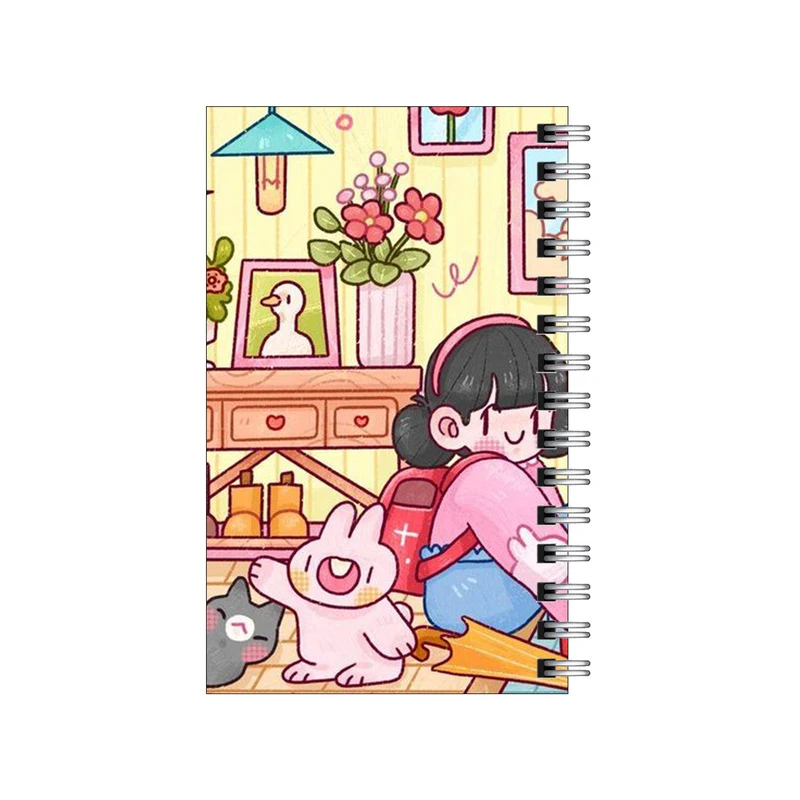 دفترچه یادداشت مدل to do list طرح اتاق دخترمدرسه ای با گربه و خرگوشش کد 9817183