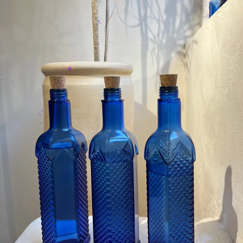 بطری شیشه ای مدل آب خورشیدی شش ضلعی بسته 3 عددی