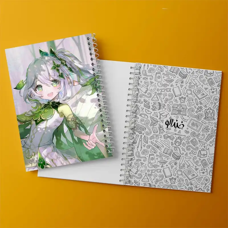 دفتر زبان 50 برگ خندالو مدل دو خط طرح بازی گنشین ایمپکت Genshin Impact کد 24615