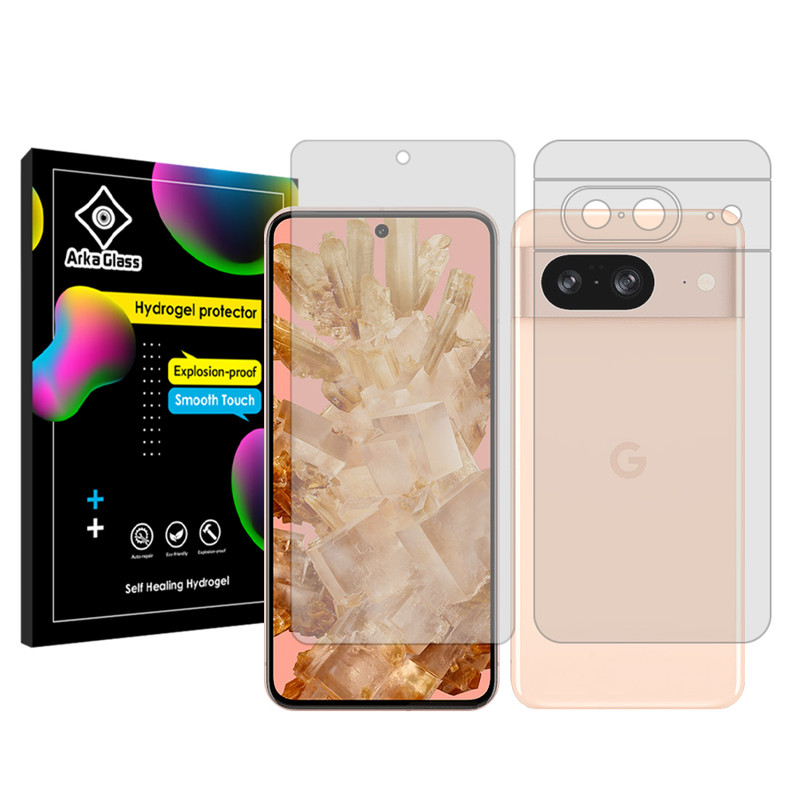 محافظ صفحه نمایش شفاف آرکا گلس مدل Tough مناسب برای گوشی موبایل گوگل Pixel 8 به همراه محافظ پشت گوشی