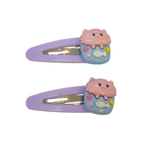 گیره مو دخترانه مدل تق تقی تنگ ماهی و گربه کد GI05 بسته 2 عددی