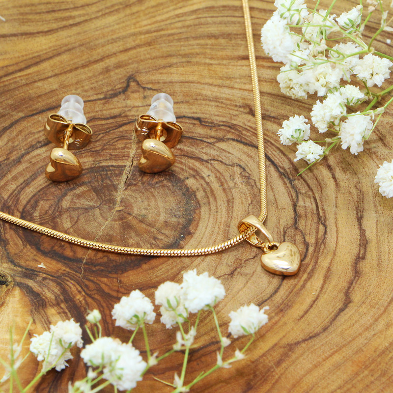 نیم ست زنانه ژوپینگ مدل قلب طلایی کد XP176 با زنجیر