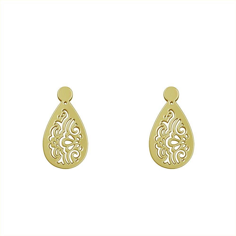گوشواره طلا 18 عیار زنانه مدوپد مدل هندسی کد GA1-14004 -  - 2