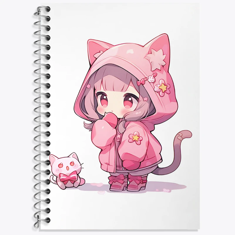 دفتر زبان 50 برگ خندالو مدل سه خط طرح دخترانه کیوت کد N2089