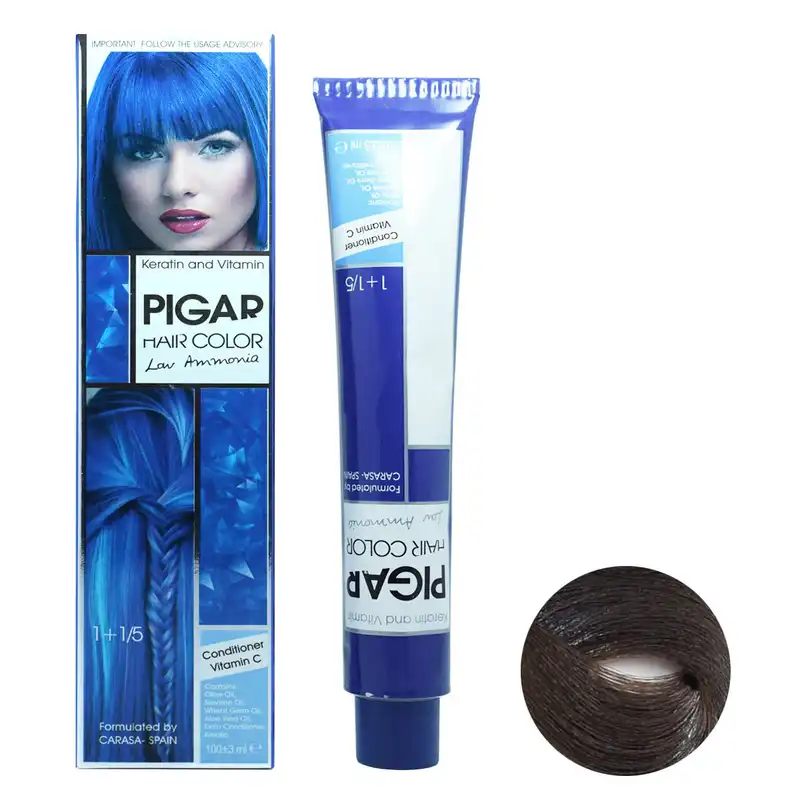 رنگ مو پیگار شماره C4 حجم 100 میلی لیتر رنگ قهوه ای دودی روشن