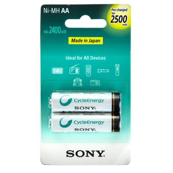 باتری قلمی قابل شارژ سونی مدل NI-MH AA 2500 بسته ۲ عددی