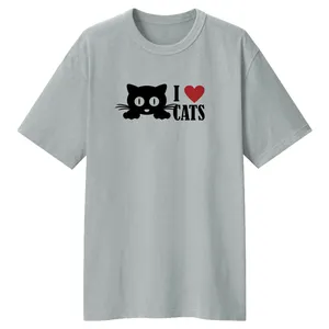 تی شرت لانگ زنانه مدل CATS کد LL175 رنگ طوسی