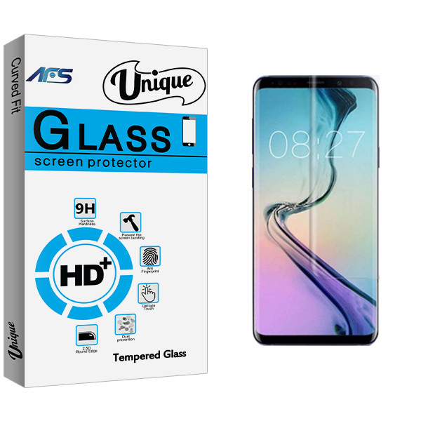 محافظ صفحه نمایش شیشه ای ای اف اس مدل Unique Glass یووی UV مناسب برای گوشی موبایل سامسونگ Galaxy S9