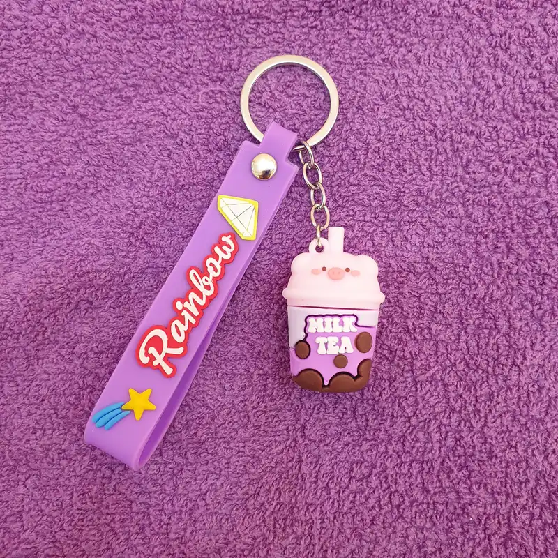 جاکلیدی مدل سیلیکونی طرح لیوان چای شیری و سر خوک کد DB20