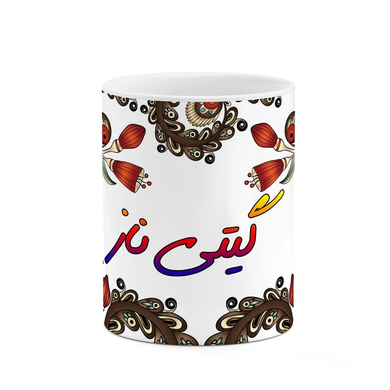 ماگ کاکتی مدل اسم گیتی_ناز طرح سنتی گل و بته کد mgh46858