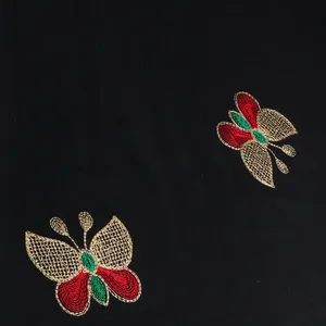 پارچه مانتو مدل کرسپو خامه دوزی طرح پروانه  