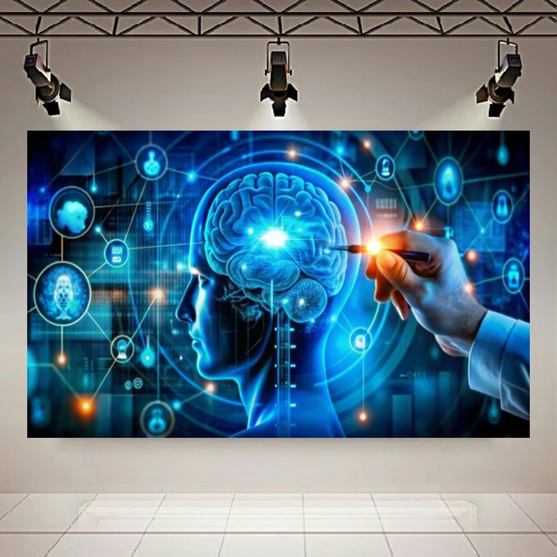  پوستر طرح مخمل دیجیتال مغز مدل مسیر های عصبی کد AR304123