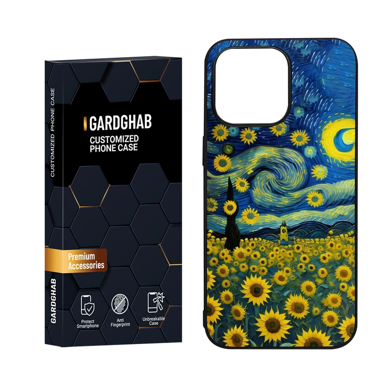 کاور گارد قاب مدل دور ژله ای پشت گلس هنری مناسب برای گوشی موبایل اپل iPhone 15 Pro Max