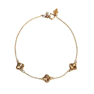 دستبند زنجیری طلا 18 عیار زنانه کرابو مدل ونکلیف تراش سه گل