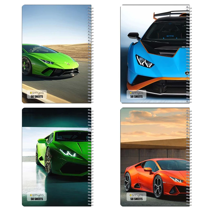 دفتر نقاشي 50 برگ کارنيکا طرح لامبورگینی هوراکان Lamborghini Huracan کد 58452 مجموعه 4 عددی