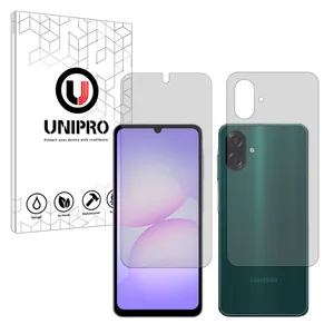 Unipro Explosion Proof model transparent screen protector suitable for Samsung Galaxy A07 Mobile phone along with the back protector