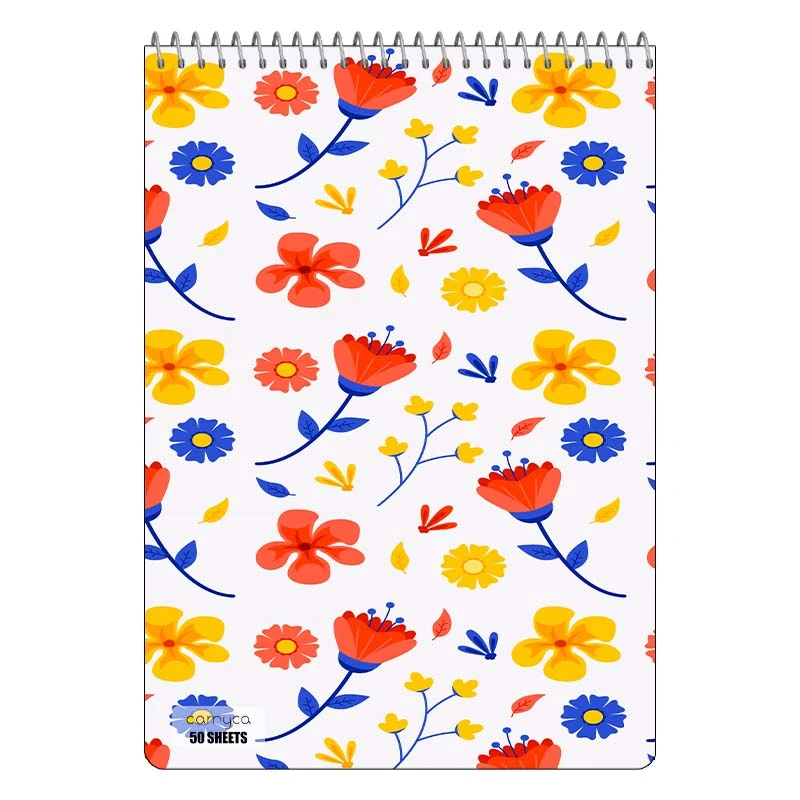 دفتر نقاشی 50 برگ سیمی کارنیکا طرح پترن گل دار Floral Pattern کد 24294
