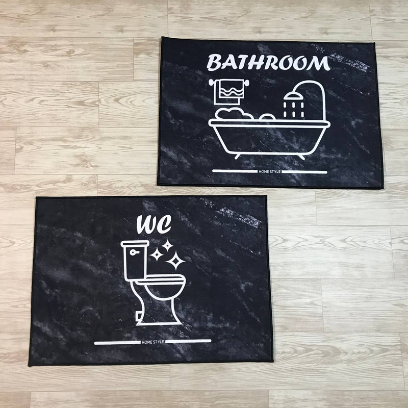 پادری مدل چاپی طرح سنگی شکل‌دار سایز 50x70 سانتی‌متر مجموعه 2 عددی