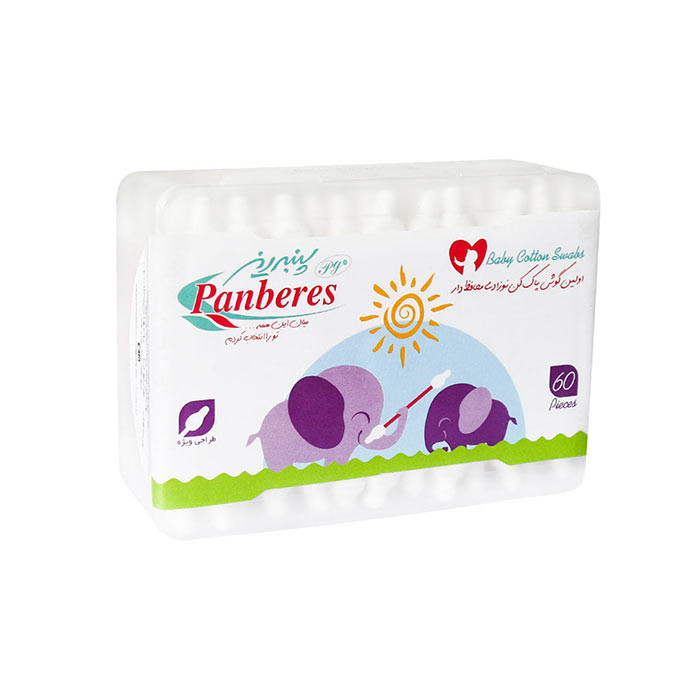 گوش پاک کن کودک پنبه ریز کد 01  بسته 60 عددی مجموعه 4 عددی