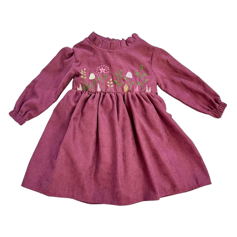 عکس شماره 4 : پیراهن آستین بلند یقه گرد دخترانه مدل گلدوزی بهار