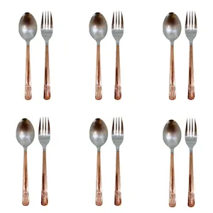 ست 12 تکه قاشق و چنگال مسی ست مدل اسپون کد 2