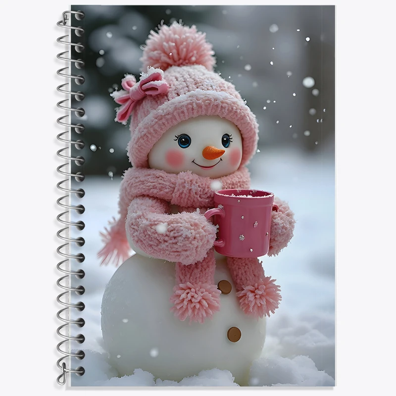 دفتر زبان 50 برگ خندالو مدل سه خط طرح آدم برفی کیوت کد F7111