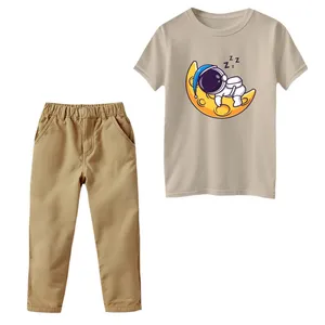 ست تی‌شرت و شلوار پسرانه مدل فضانورد کد ۴ رنگ کرم