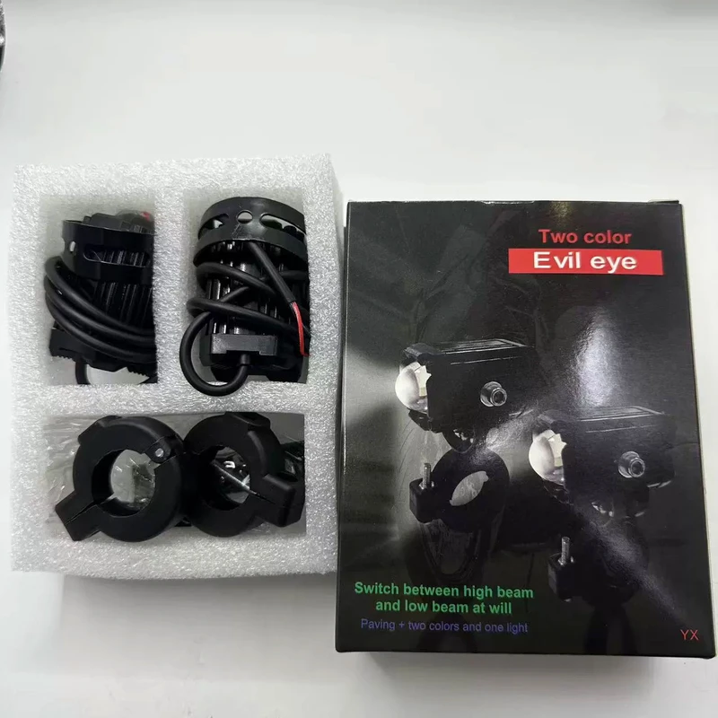 عکس شماره 2 : چراغ پرژکتور موتورسیکلت مدل evil eye بسته دو عددی